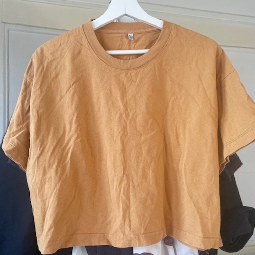 90s 00s OAK NYC Urban UO Crop Tee in Burnt Orange Small 2010s Bond St Totokaelo